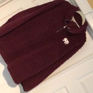 Ivory Ella Burgundy Sherpa Sweatshirt